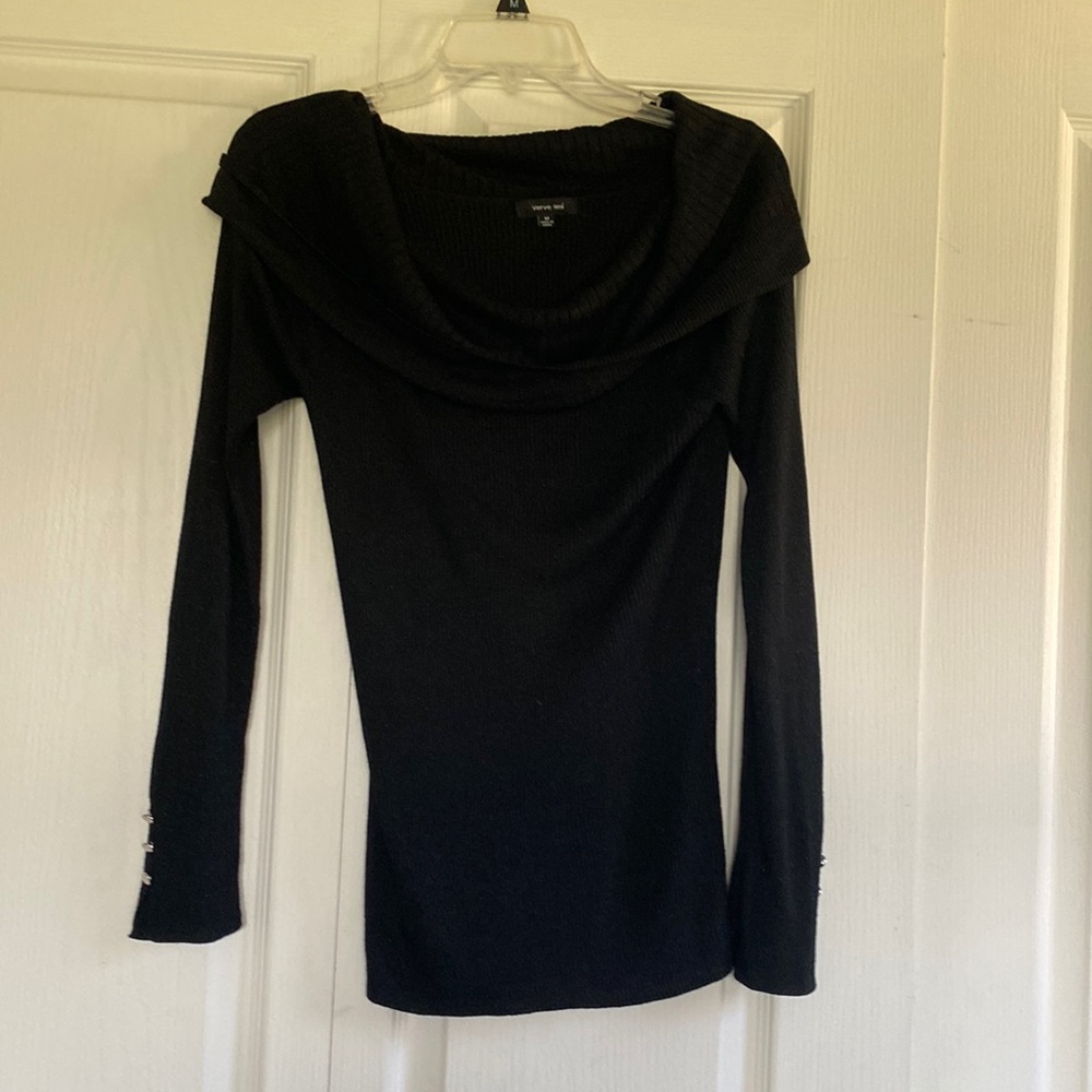 Black off shoulder glitter sweater